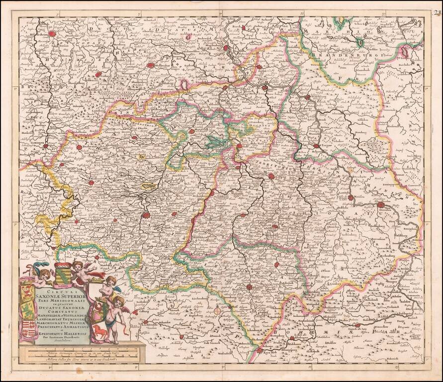 Circuli Saxoniae Superior Pars Meridionalis in qua sunt Ducatus Saxoniae Comitatus Mansfeldiae et Voitlandiae Landgraviat Thuringae Marchionatus Misniae et Espisocopatus Hallensis