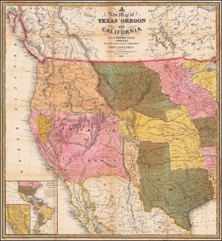 A New Map of Texas Oregon and California with the Regions adjoining Compiled from the most recent authorities... 1849 [Very Rare Variant Edition]