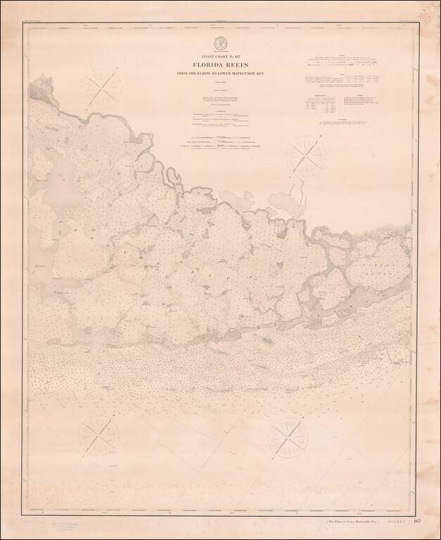 Coast Chart No. 167 Florida Reefs  From The Elbow To Lower Matecumbe Key . . . Published May 1895  . . .   (Key Largo, Plantation Key, Islamorada etc.).
