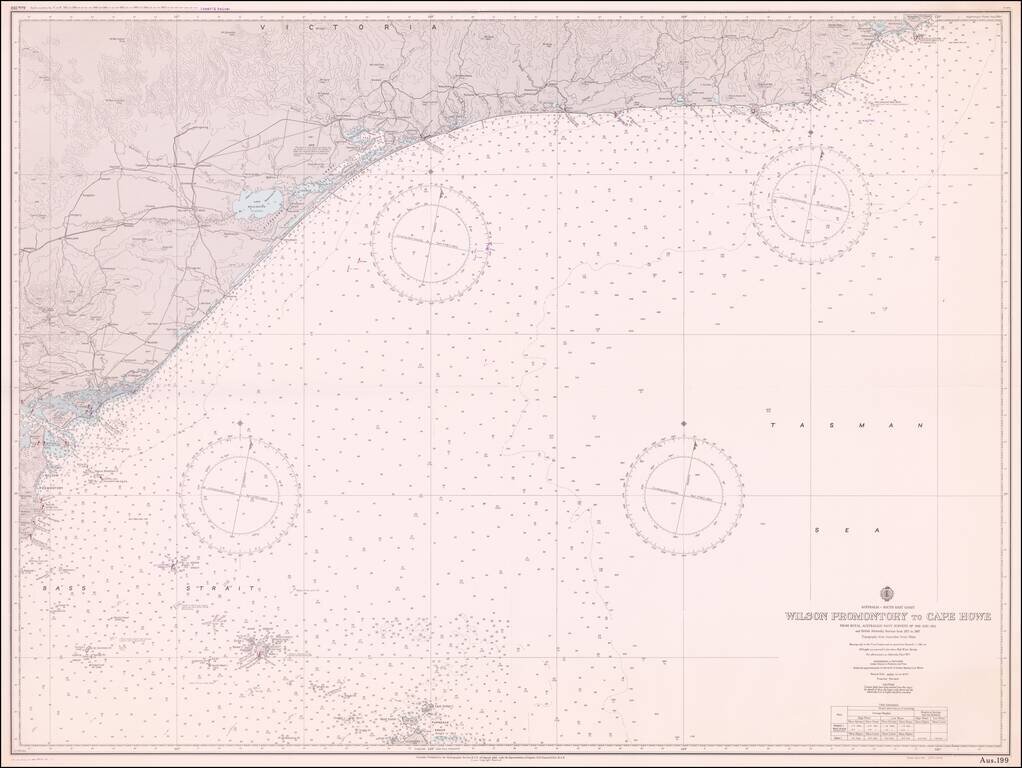Australia -- South East Coast   Wilson Promontory to Cape Howe From Royal Navy Surveys of 1949 and 1953 . . .