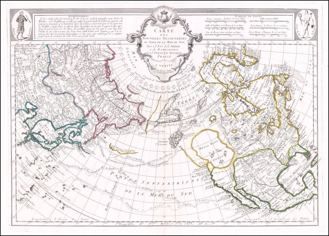 Carte Des Nouvelles Decouvertes Au Nord de la Mer du Sud, Tant a l'Est de la Siberie et du Kamtchatka, Qua l'Ouest de la Nouvelle France