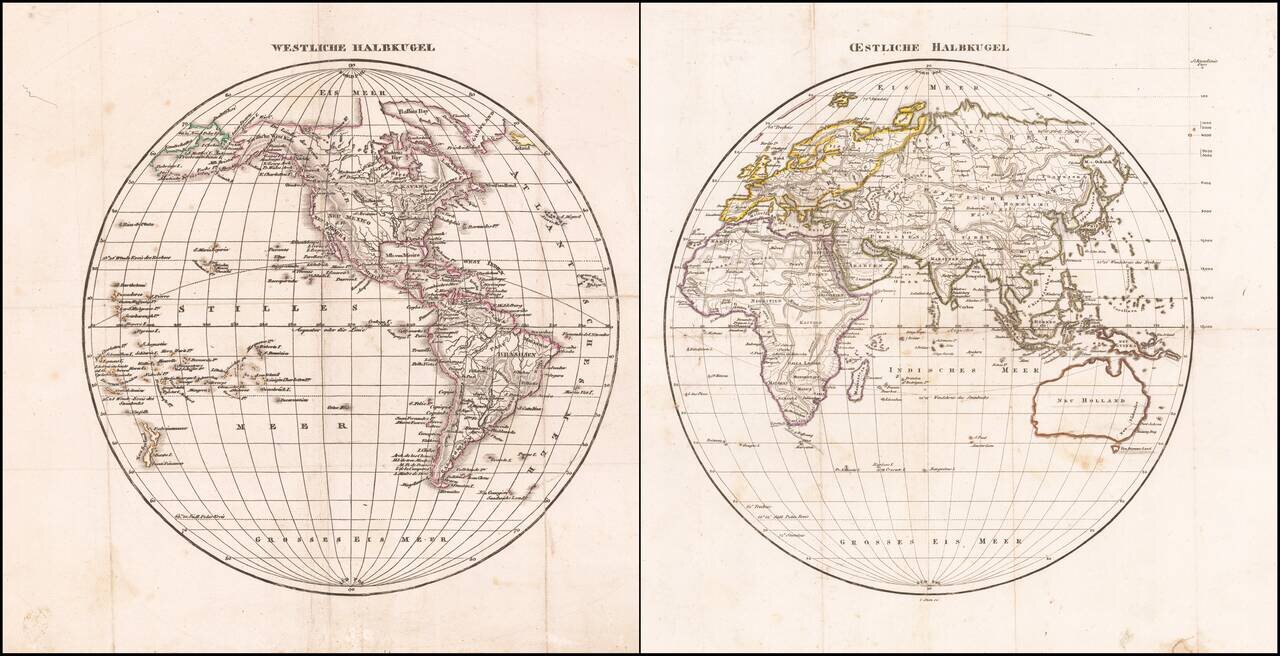 West Halbkugel (and) Oestliche Halbkugel