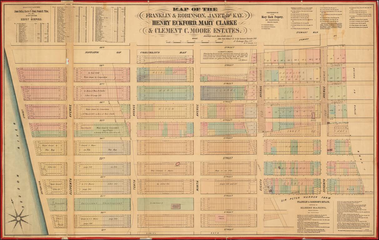 Map of the Franklin & Robinson. Janet De Kay. Mary Clarke & Clement C. Moore Estates.