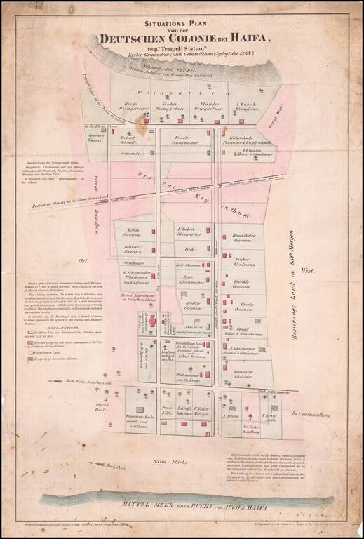 [Haifa]  Situation Plan von der Deutschen Colonie bei Haifa rep. Tempel Station