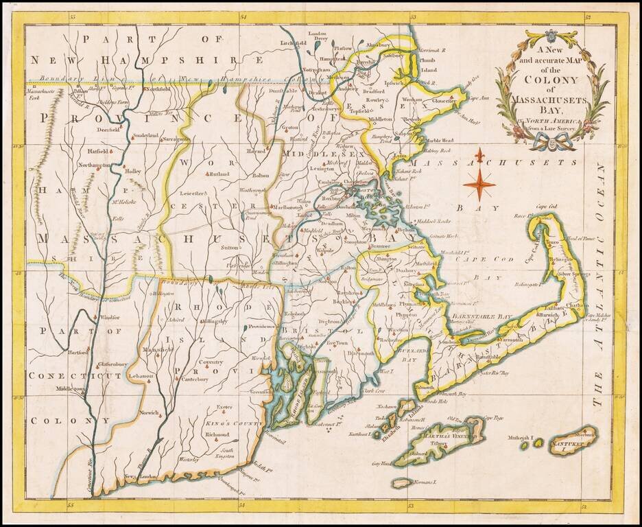 A New and Accurate Map of the Colony of Massachusets Bay, In North America from a Late Survey