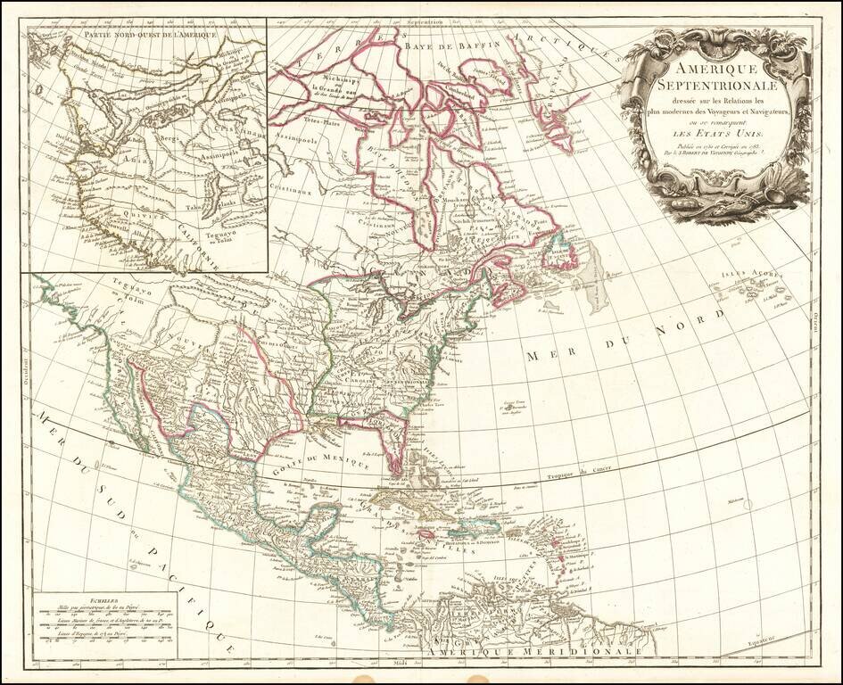 Amerique Septentrionale dressee sur les Relations plus modernes des Voyageurs et Navigateurs ou se remarquent Les Etats Unis . . . Pubilee en 1750 et Corrigee en 1783