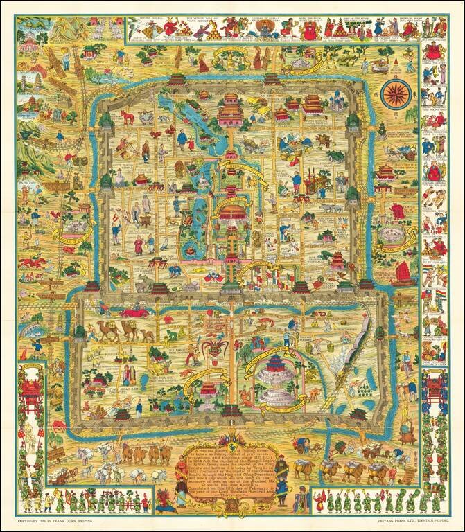 A Map and History of Peiping; formerly known as Peking; capital of provinces, princedoms and kingdoms since 1121 B.C.; in 1264 A.D. the capital of the Mongol Empire of Kublai Khan; made the capital of the Ming Empire through the Ming and Ching Dynasties. 