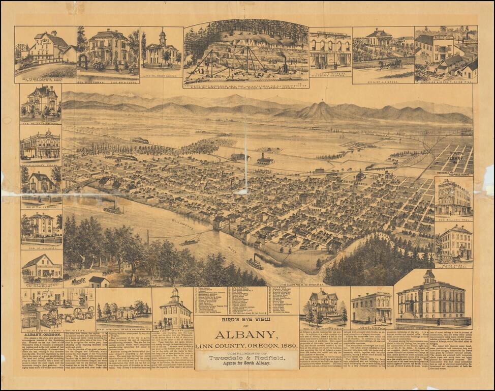 Bird's Eye View of Albany, Linn County, Oregon