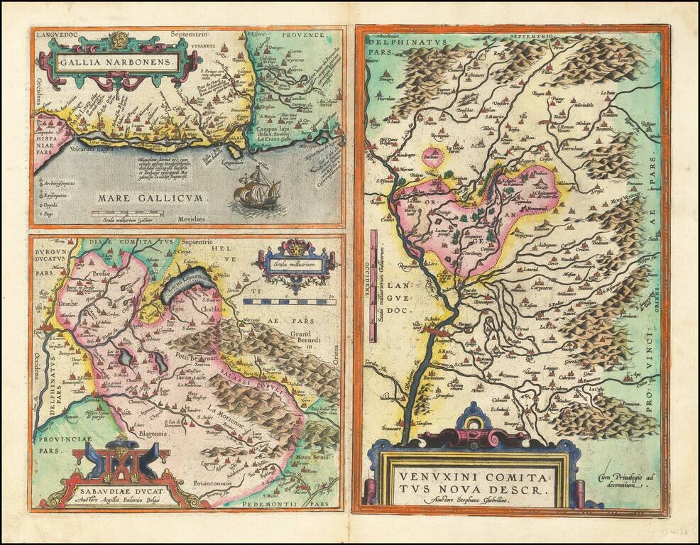 Gallia Narbonens  [on sheet with] Savaudiae Ducat. [on sheet with] Venuxini Comitatus Descr.