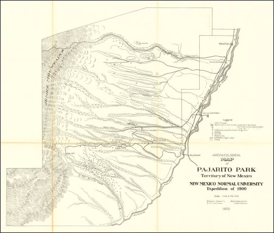 Archaeological Map of Pajarito Park Territory of New Mexico New Mexico Normal University Expedition of 1900