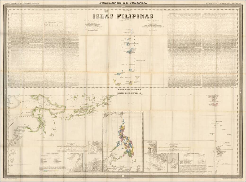 [3 Part Map of the Philippines]: Islas Filipinas Primera Hoja Central [and] Islas Filipinas Segunda Hoja Central [and] Islas Filipinas Posesiones de Oceania. Media Hoja Superior. Media Hoya Inferior