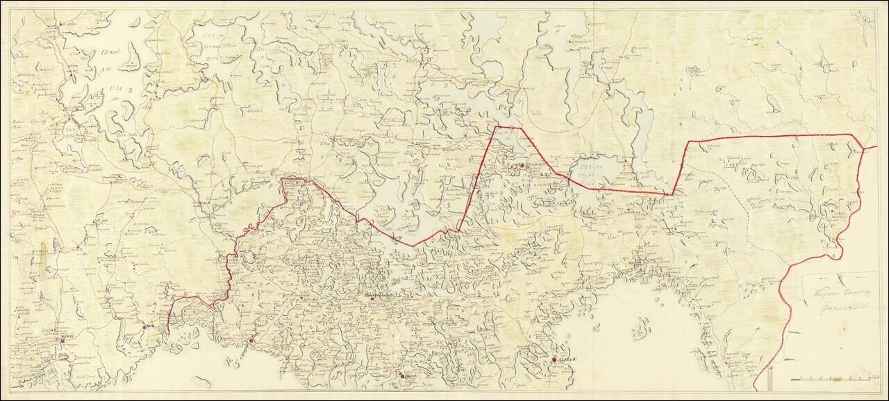 (Manuscript Map of the Russia-Finland Border North of St. Petersburg) КАРТА ЧАСТИ ФИНЛЯНДИИ.