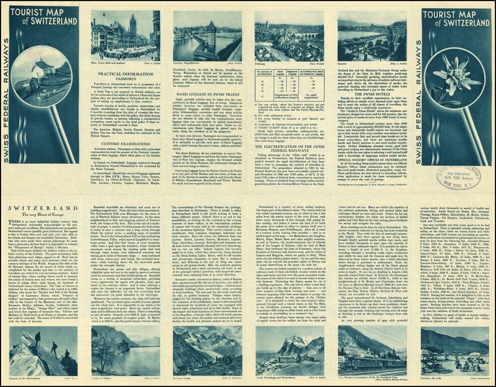 Swiss Federal Railways Tourist Map of Switzerland 1933
