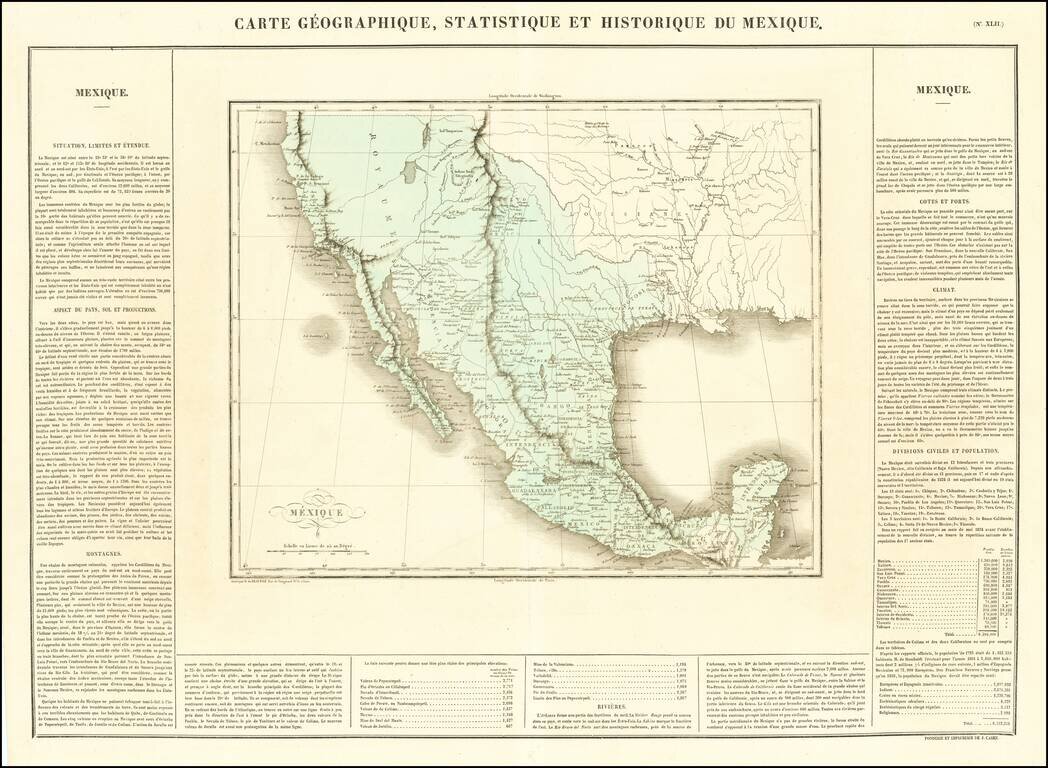 Carte Geographique, Statistique Et Historique Du Mexique (Province of Texas Shown)