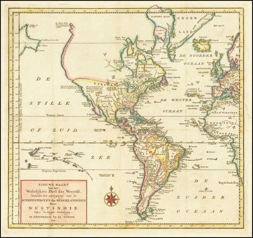 Nieuwe Kaart Van het Westelykste Deel Der Weereld, dienende tot aanwyzing an de Scheepstogten der Nederlanderne Naar West Indie….1754