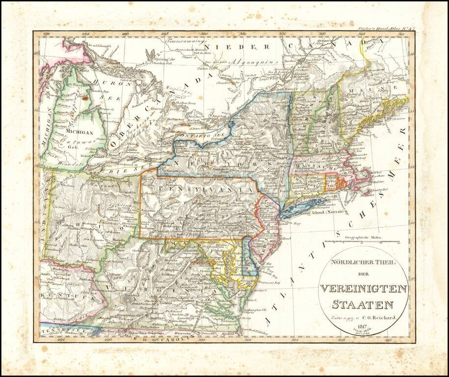 Der Nordliche Theil des Vereignigten Staaten Von Nord America . . .  1817.  revid: 1824