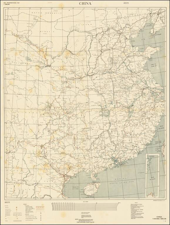 (Second World War - China). Asia Transportation Map | Restricted | China