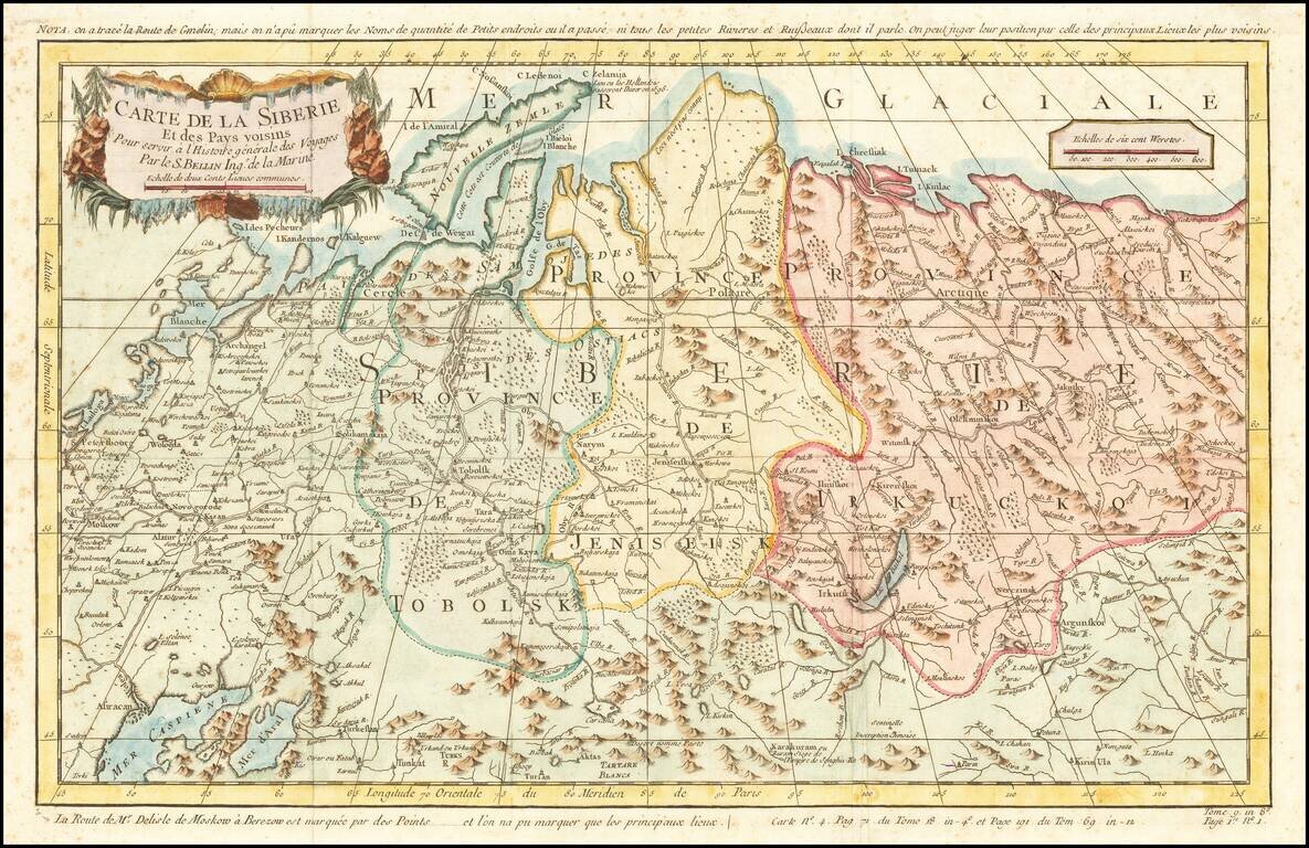 Carte De La Siberie Et des Pays voisins pour servir a l'Histoire general des Voyages . . .