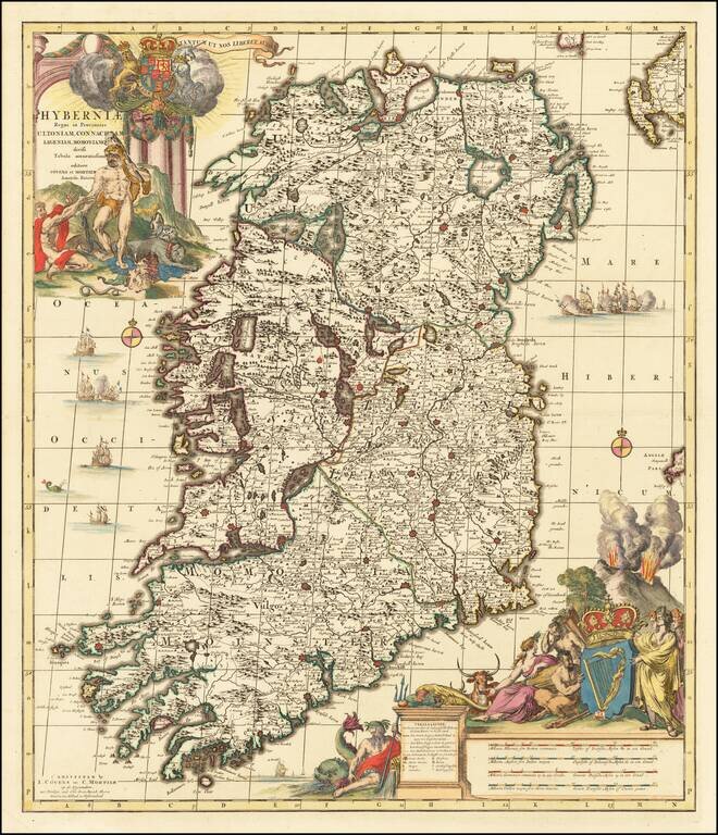 Hyberniae Regni in Provincias Ultoniam, Connachiam, Lageniam, Momoniamq divisi Tabula Accuratisima editore Covens et Mortier Amstelo-Batavio
