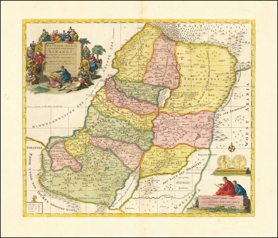 Het Heylige Land verdeeld in de Twaalf Stammen Israels . . .