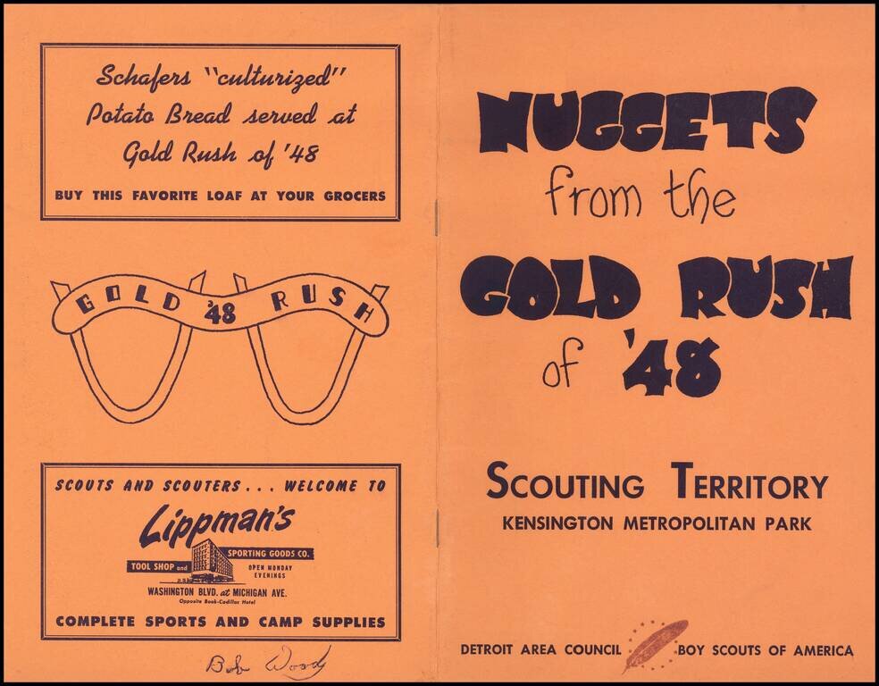 [Kensington Metropolitan Park / Kent Lake]  Scouting To Adventure Gold Rush of '48  Detroit Area Council Boy Scouts of America . . . 1948