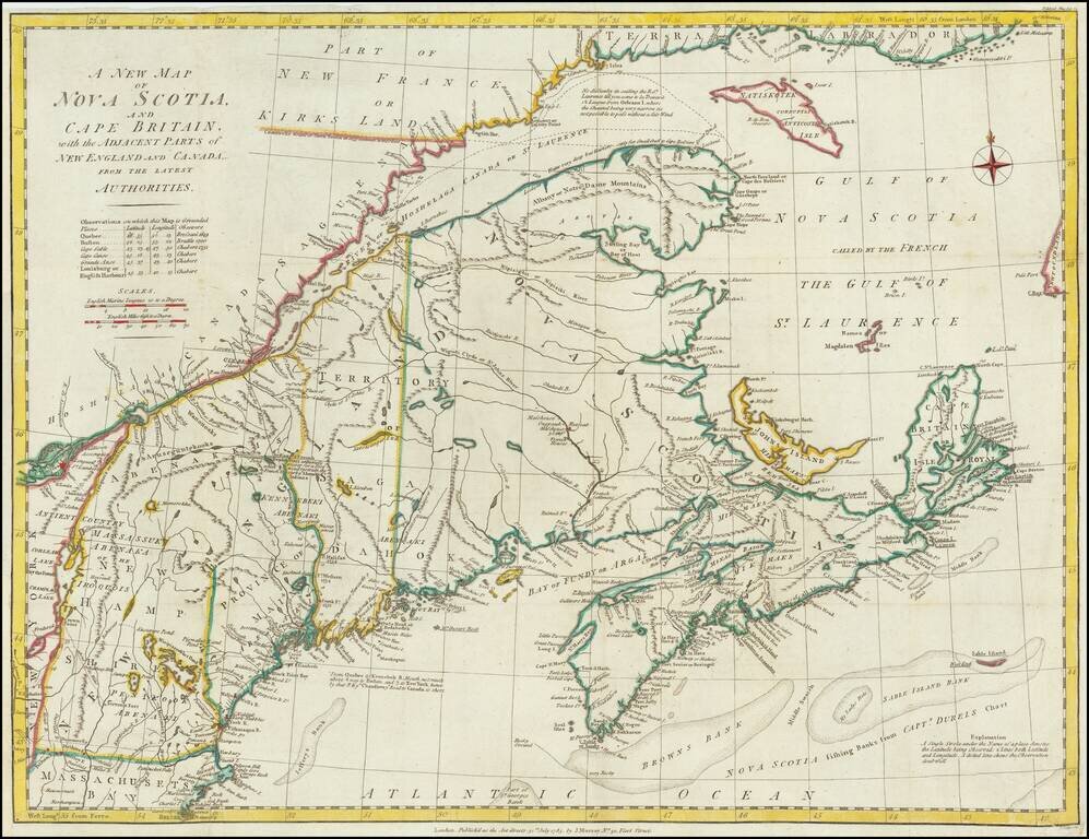A New Map of Nova Scotia and Cape Britain, with the Adjacent Parts of New England and Canada, From The Latest Authorities