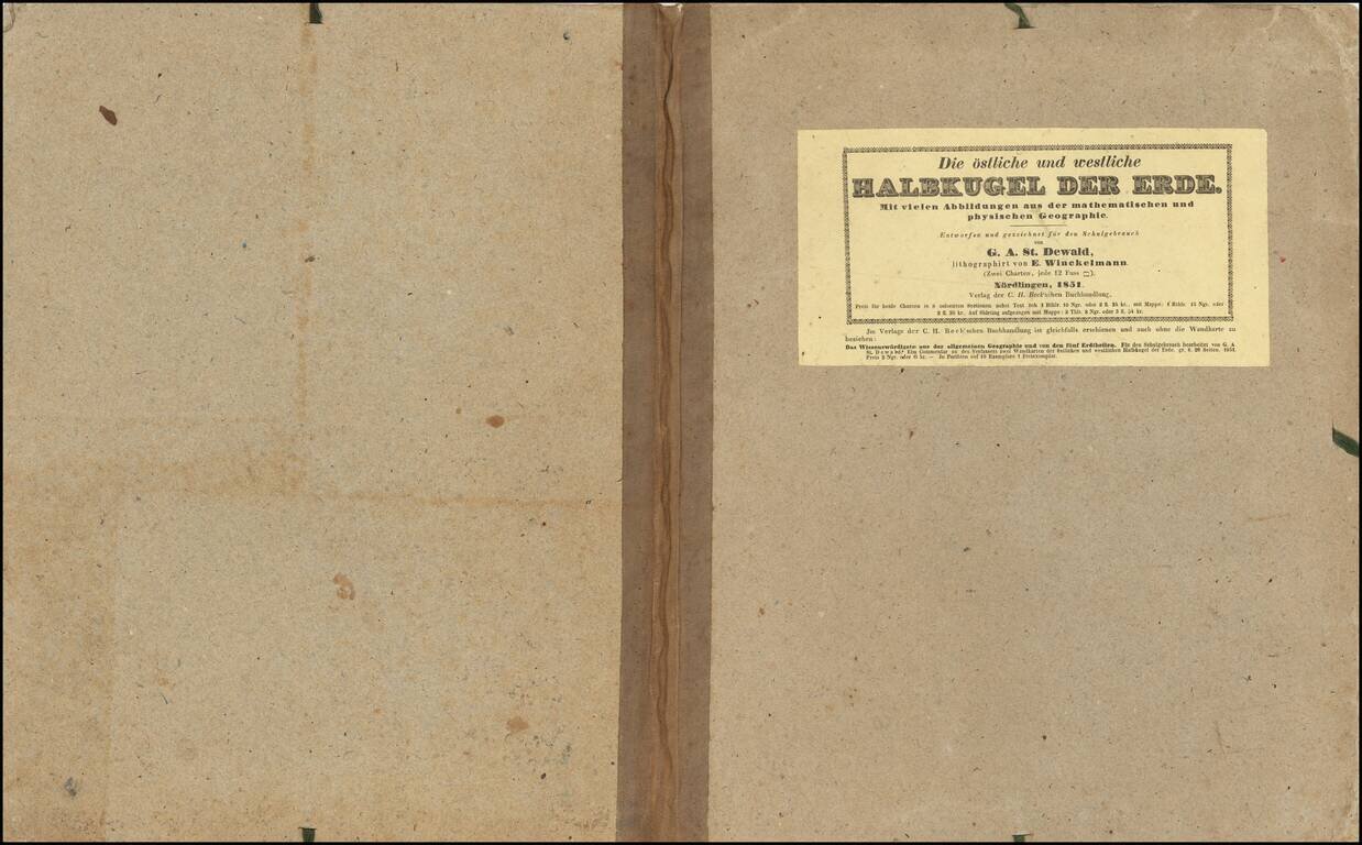 [World]  Die ostliche und westliche Halbkugel Der Erde.  Mit vielen Abbildungen aus der mathematischen und physicen Geographie -- Entworfen und gezeichnet fur den Schulgebrauch von G. A. St. Dewald, lithogaphirt von E. Winckelmann. (Zwei Chartern, jede 12