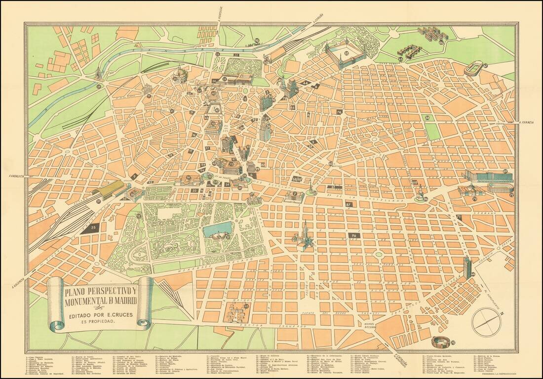 Plano Perspectivo y Monumental De Madrid . .  . .