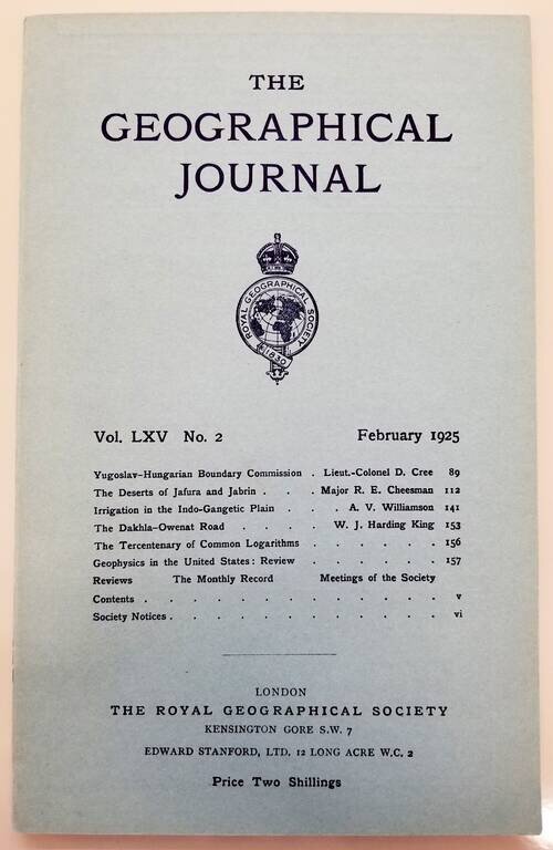 Qatar / Arabia -- Routes between 'Oqair and Jabrin Oasis in Eastern Nejd from surveys by Major R.E. Cheeseman O.B.E. 1923-24 (with Royal Geographical Society text)