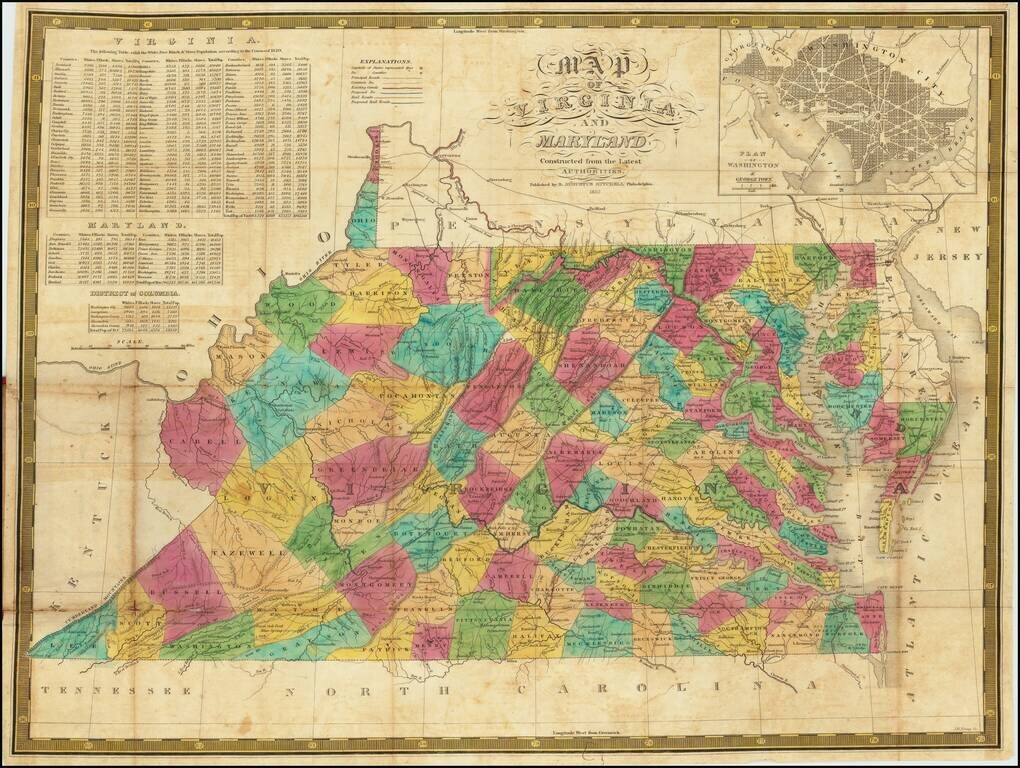 Map of Virginia and Maryland Constructed from the Latest Authorities . . . 1832