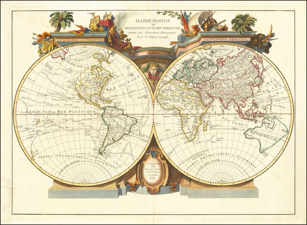 Mappe Monde ou Description Du Globe Terrestre assujettie aux Observations Astronomiques . . .