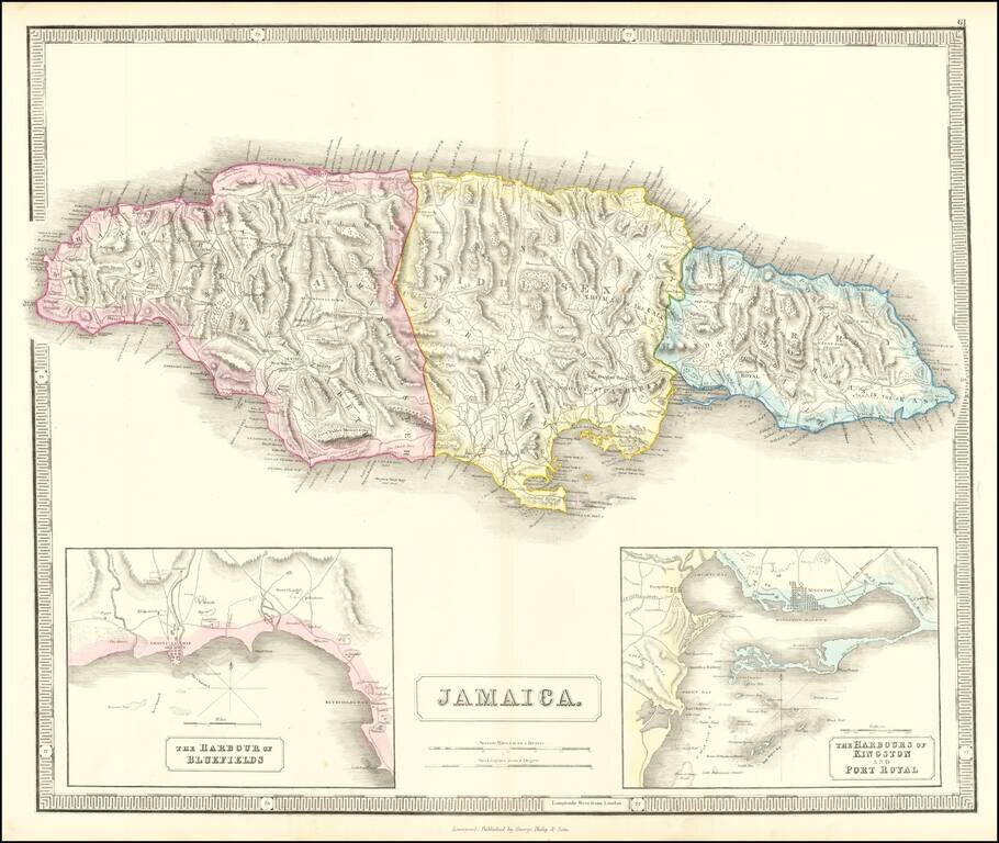 Jamaica (with insets of Kingston and Port Royal Harbors and Bluefields)