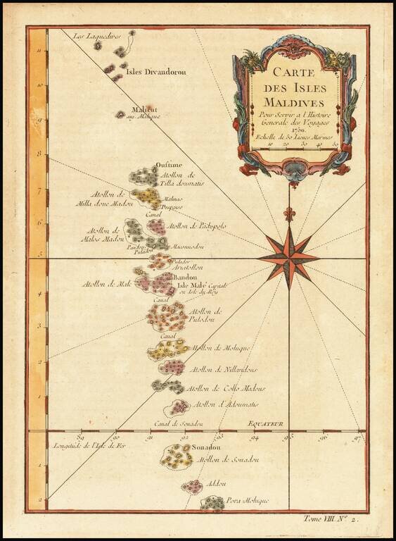 Carte Des Isles Maldives . . . 1750