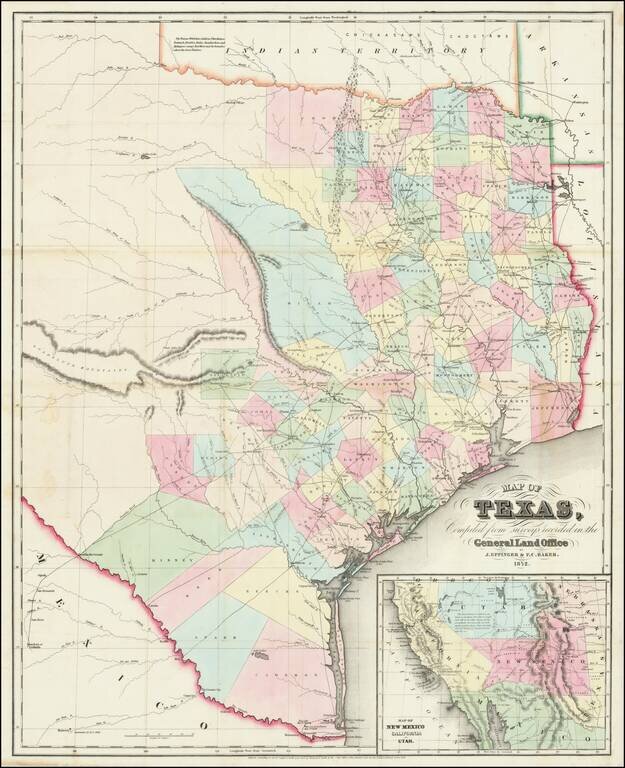 Map of Texas Compiled from surveys recorded in the General Land Office By J. Eppinger & F.C. Baker.