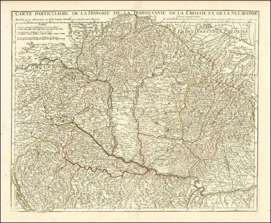 Carte Particuliere de la Hongrie de la Transilvanie de la Croatie et de la Sclavonie . . . 1717