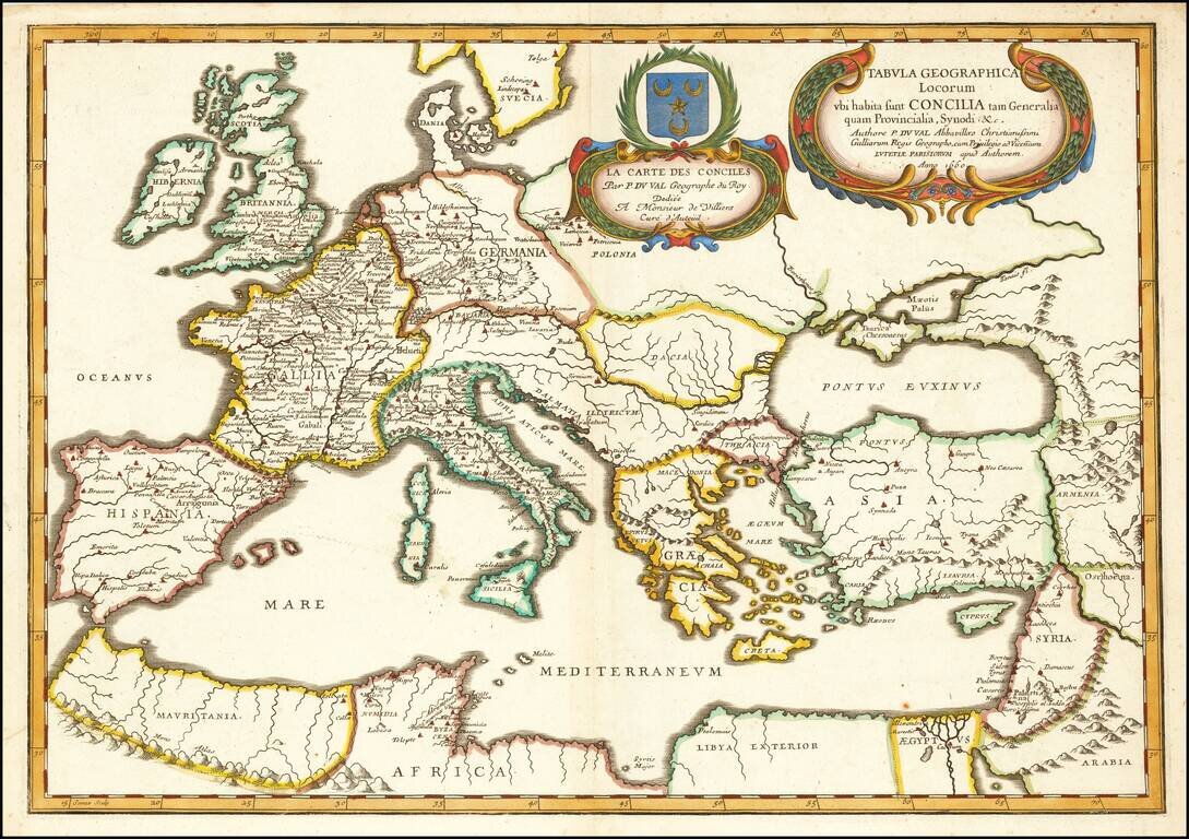 Tabula Geographica Locorum ubi habita sunt concilia tam Generalia quam Provincialia, Synodi, &c. . . . 1660