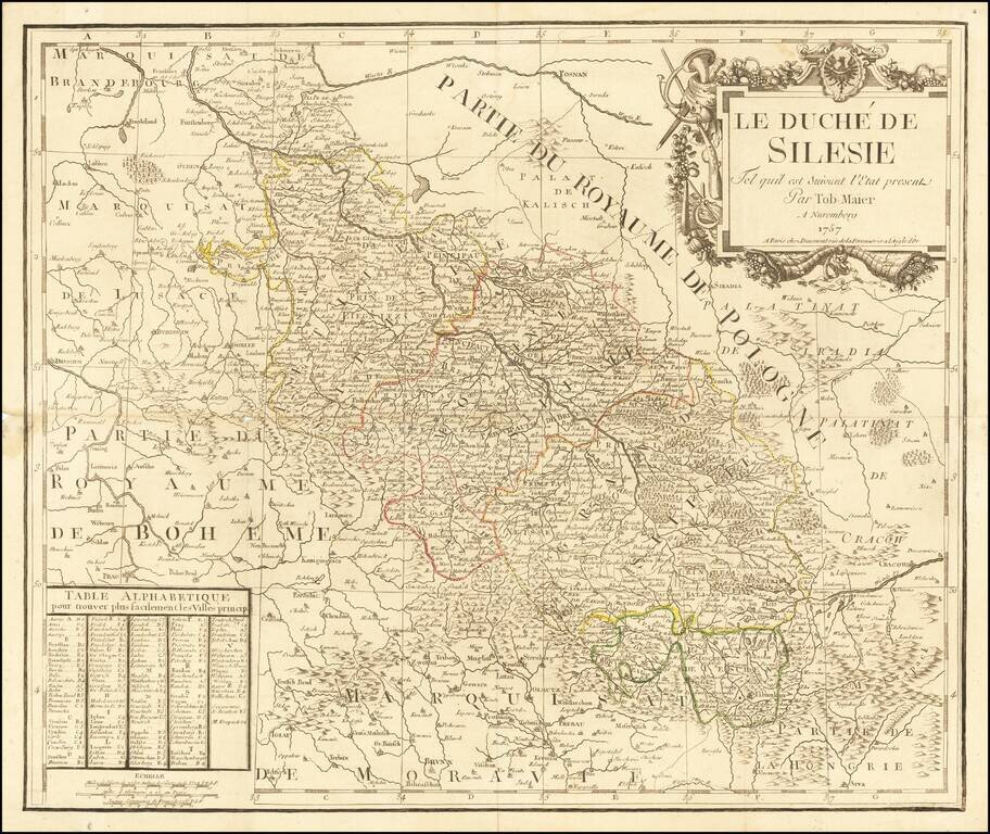 Le Duche De Silesie Tel quil est Suivant l'Etat presaent Part Tob. Maier A Nuremberg 1757 . . . .