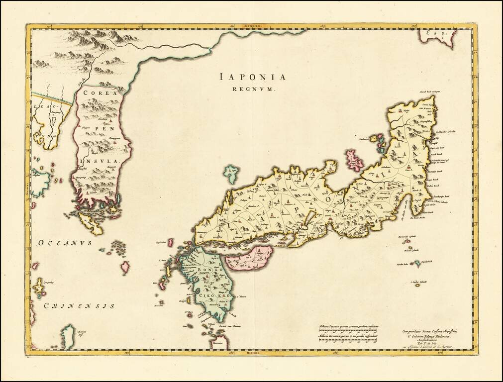 Iaponia Regnum (first regional map to show Korea as a peninsula)
