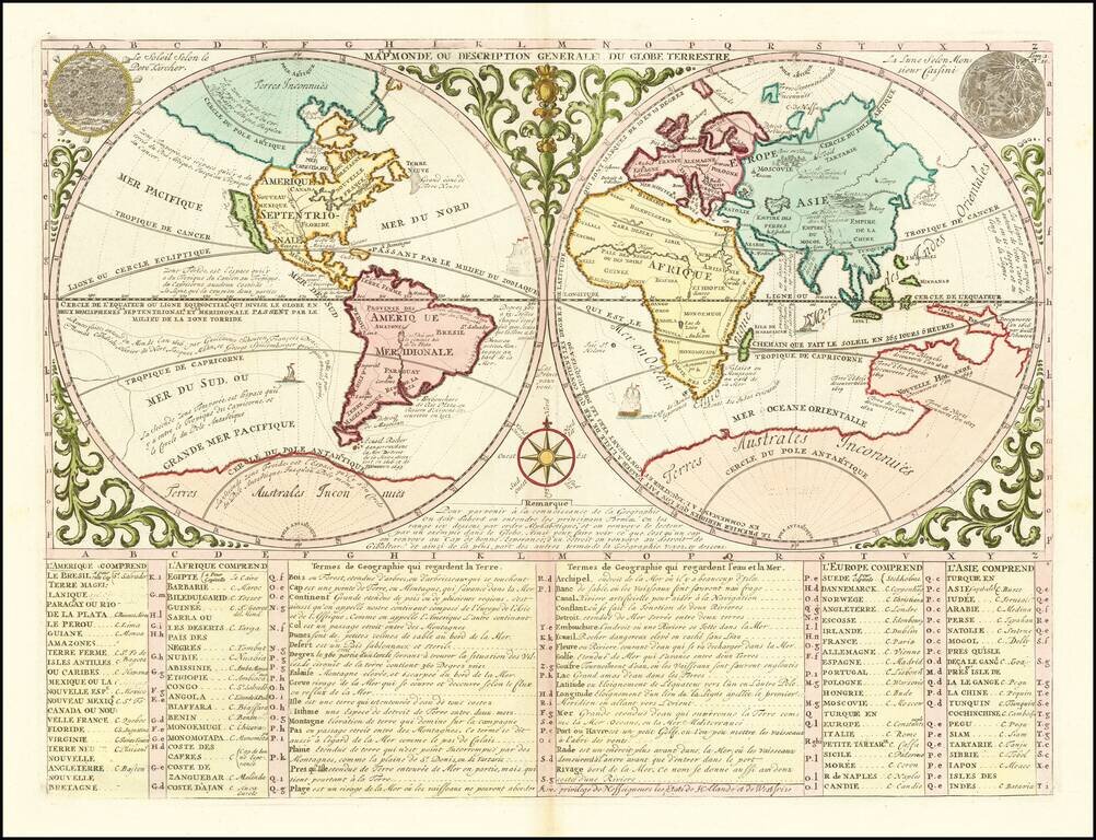 Mapmonde ou Description Genrale Du Globe Terrestre  (Australia connected to Antarctica)