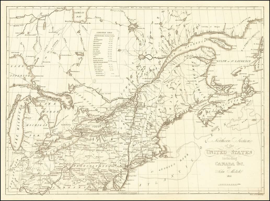 Northern Section of the United States including Canada &c. by John Melish 1816