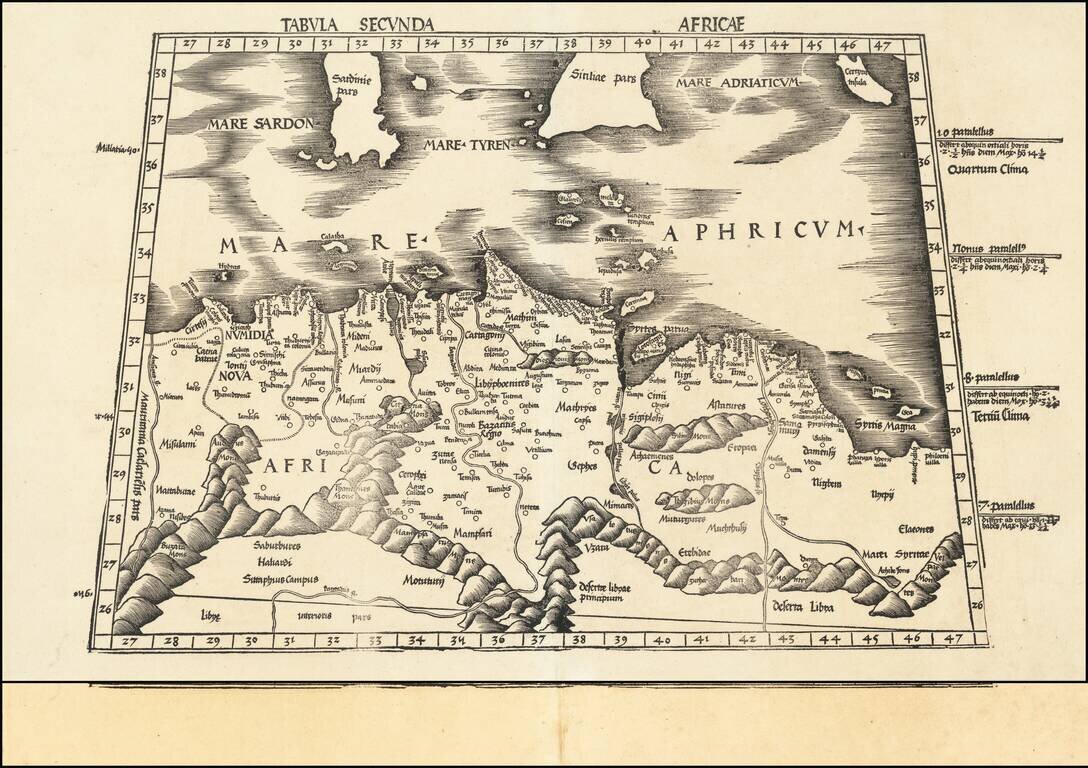 Tabula Secunda Africae [with Malta, Sicily & Sardinia]