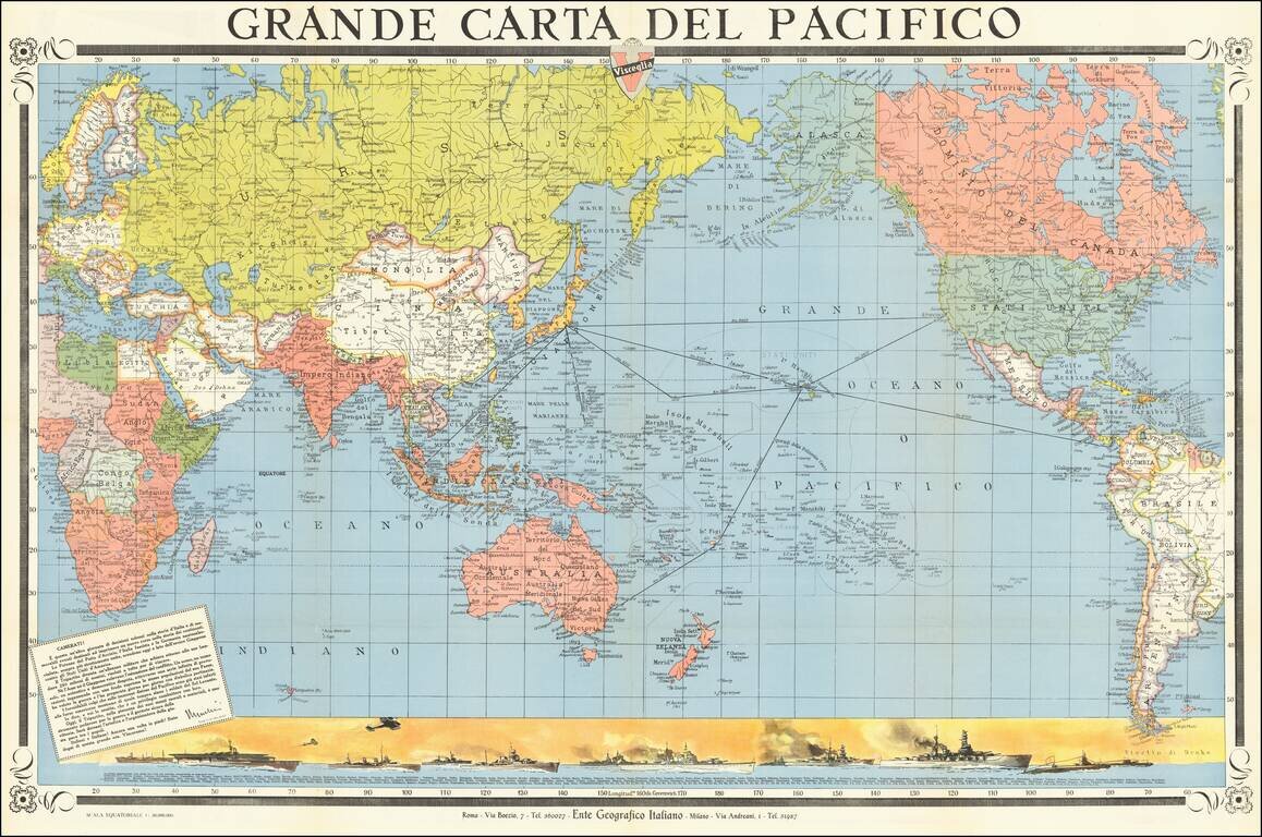 [Musselini Celebrates Pearl Harbor]  Grande Carta Del Pacifico