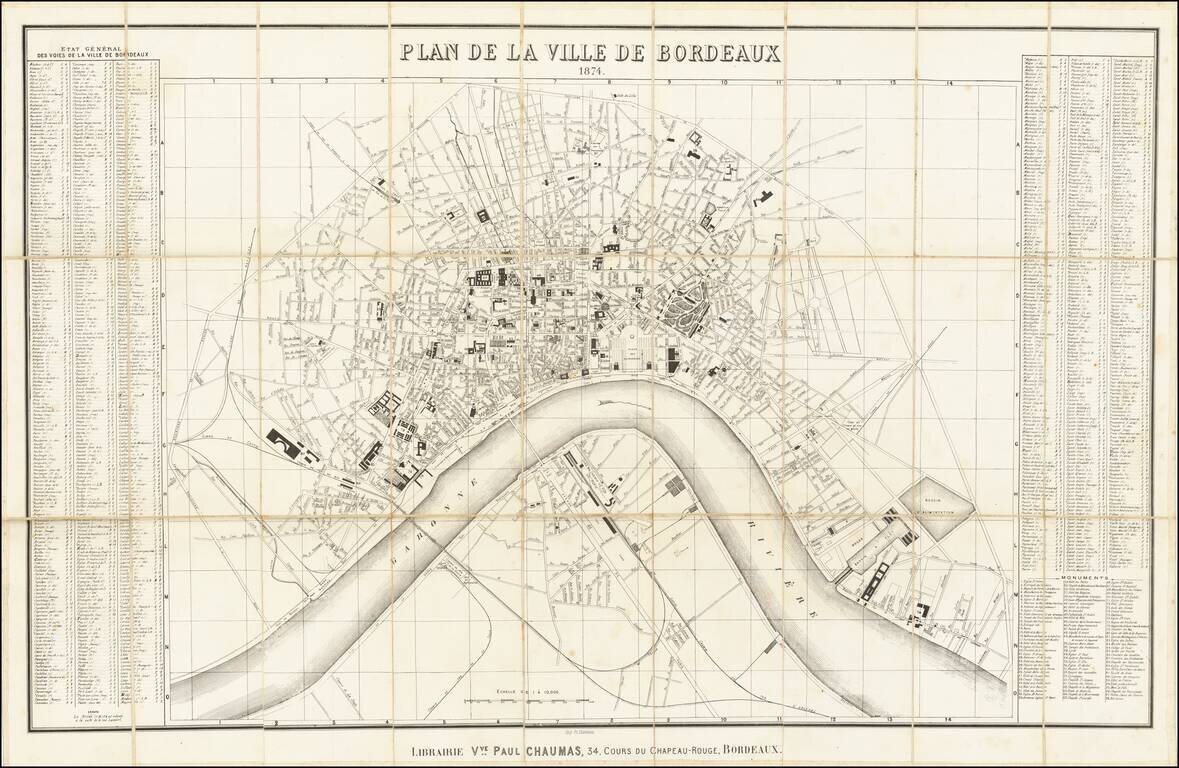 Plan de la Ville de Bordeaux 1874