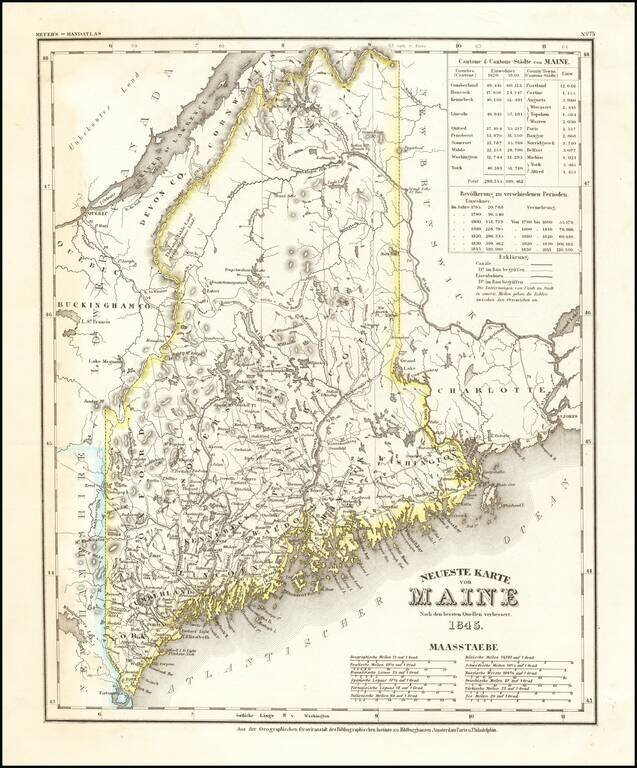 Neueste Karte von Maine Nach den bessten Quellen verbessert 1845.