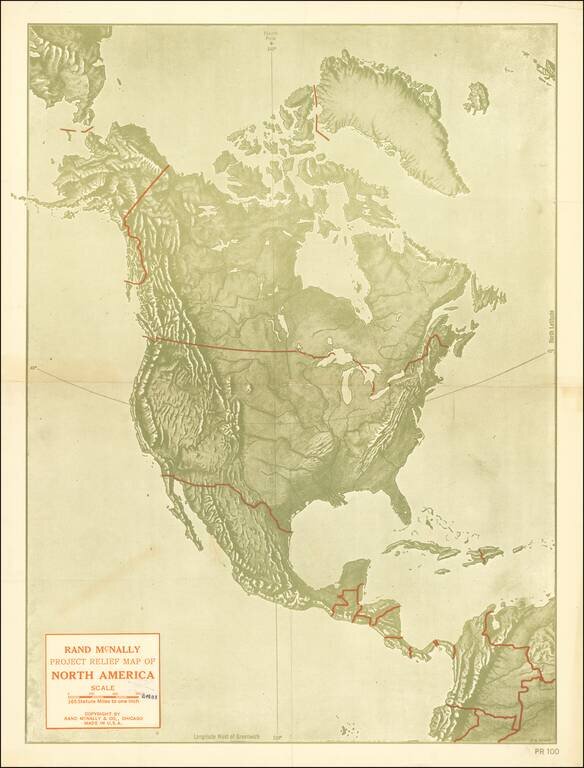 Rand McNally Project Relief Map of North America