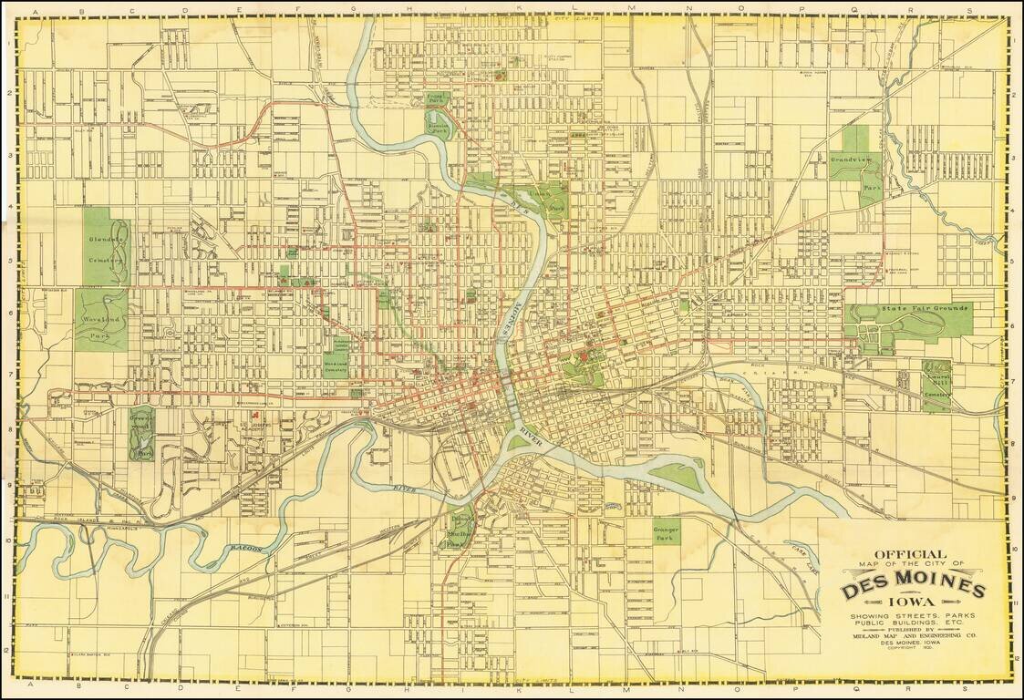 Official Map of the city of Des Moines Iowa . . . 1920