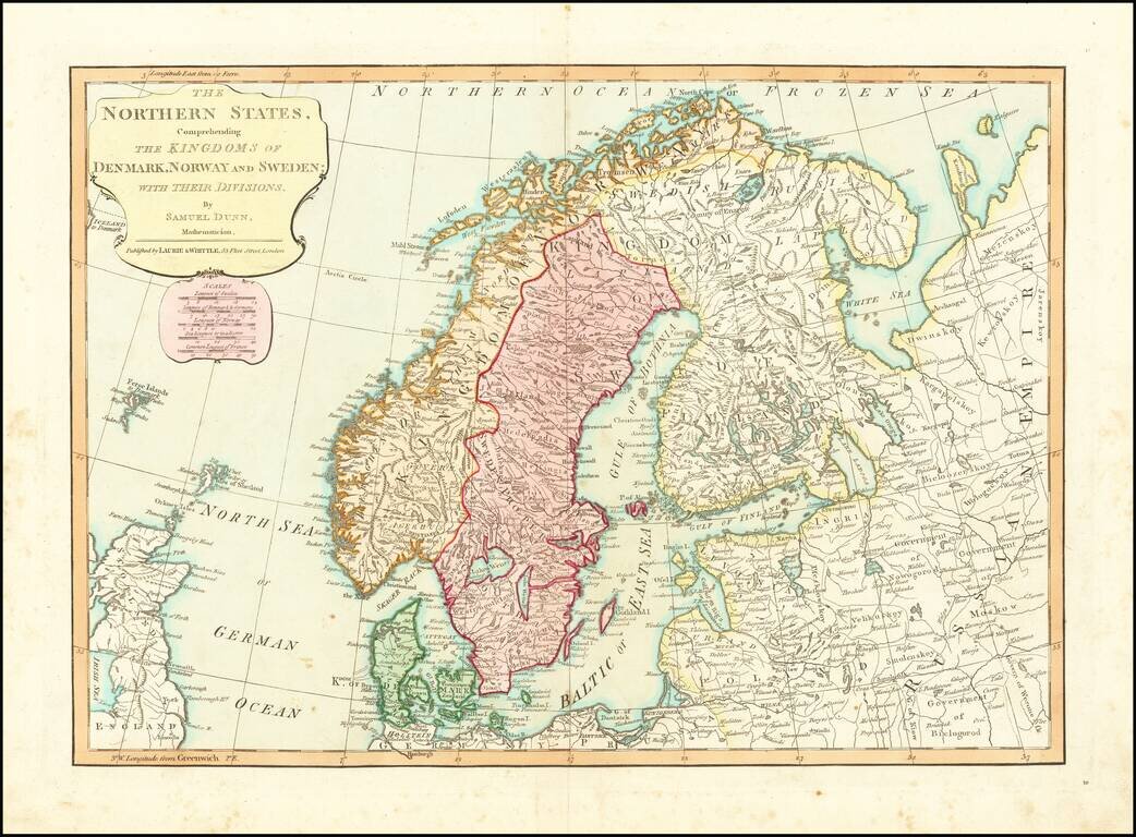 The Northern States, Comprehending The Kingdoms of Denmark, Norway and Sweden; With Their Divisions … 1774