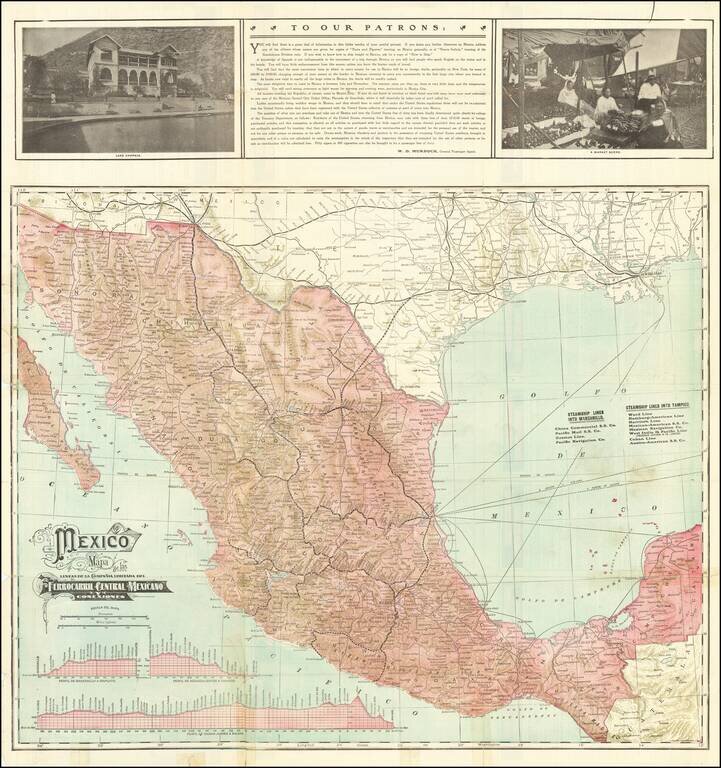 Mapa de las lineas de la Compaña Limitada del Ferrocarril Centro Mexicano y Conexiones