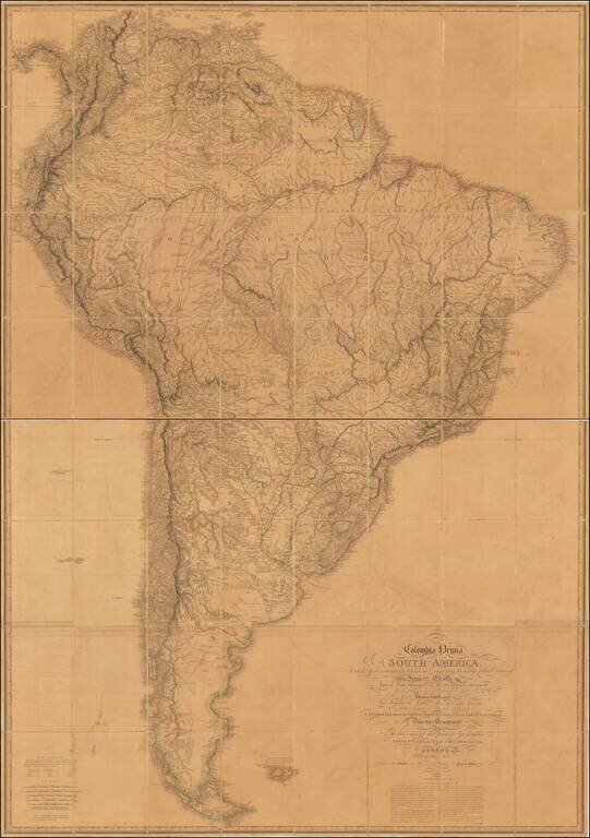 Colombia Prima or South America, in which has been attempted to delineate the Extent of our Knowledge ... Extracted Chiefly from ... Manuscript Maps of ... Pinto ... Rocha ... Ferreira ... Sobreviela ... by ... Louis Stanislas D'Arcy De La Rochette . . . 
