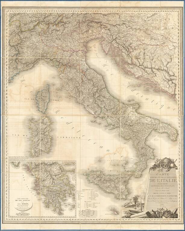 Carte Statistique, Politique, et Mineralogique De L'Italie ou sont tracees toutes les routes, relais, et distances de postes, & les nouelles Limites, d'apres les derniers traites . . . MDCCCXVI